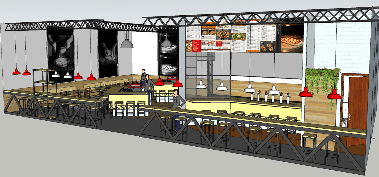 pinsarella rendering pizzeria franchising